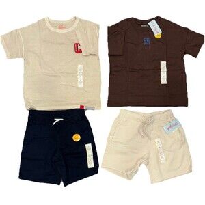 Cat & Jack Boy’s Kids 4-Piece Lot S (6/7) Cotton T-Shirts & Shorts NEW